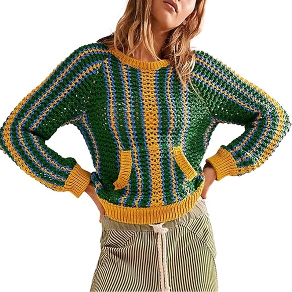 Free People Sweaters - Free People Beach Crocheted Bohemian Crewneck Sweater